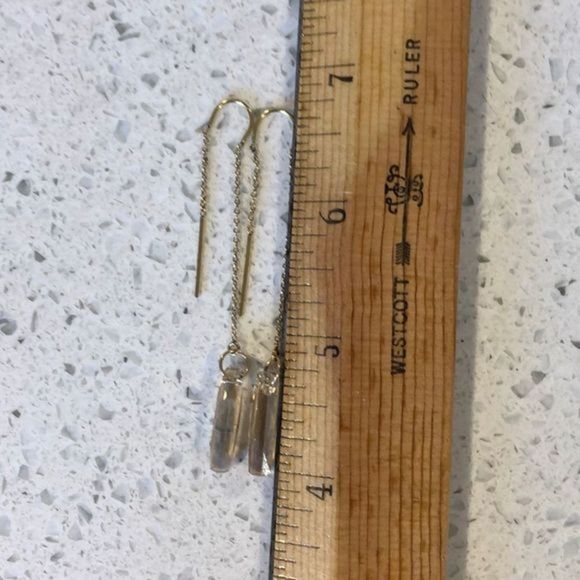 170. Gold filled Column Shape Swarovski Crystal Threader Earrings - Picture 7 of 10